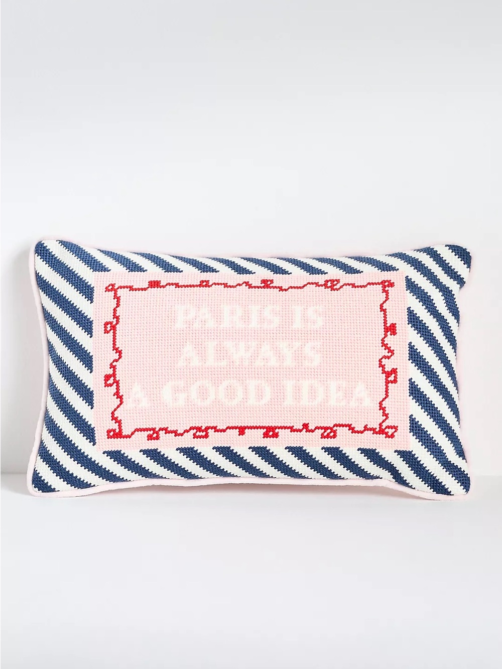 Anthropology Furbish Pink & Navy 'Paris Is Always A Good Idea' Accent Pillow CB